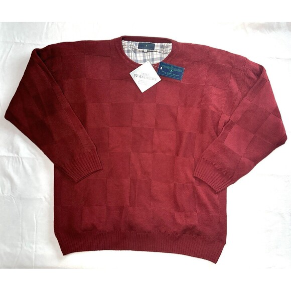 St Andrews Collection Lined Golf Sweater Mens Large Brick Red Made in Scotland - Picture 1 of 6